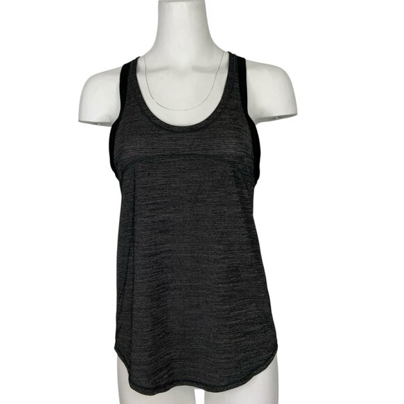 Lululemon On Track Singlet Tank Top 4 Heathered Black Logo Athletic Yoga W1AB6S - Picture 1 of 11